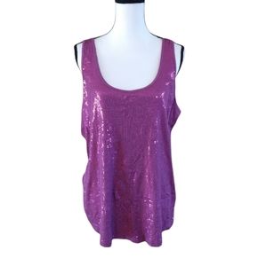 Lane Bryant Sequins Sleeveless Modal Purple Tank Plus Size 18/20